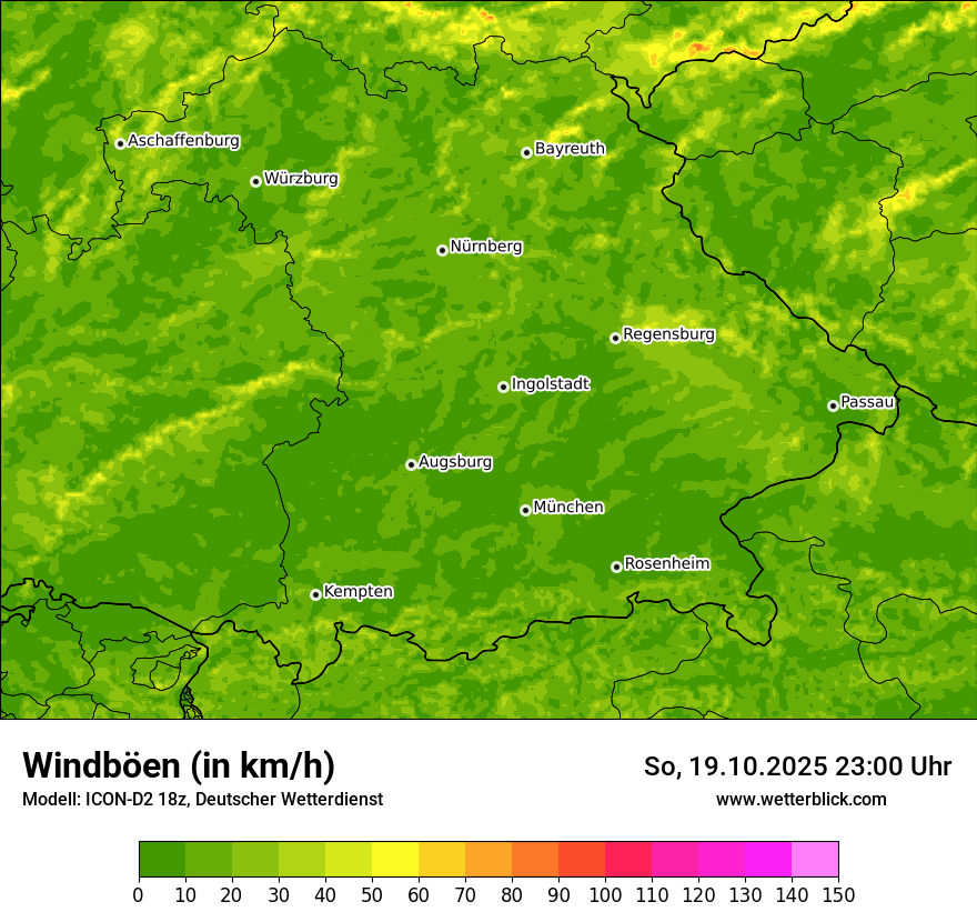 Modellkarten Windgeschwindigkeit