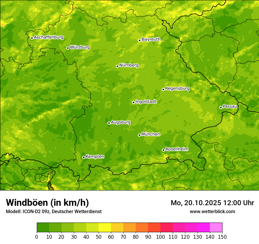 Modellkarten Windgeschwindigkeit