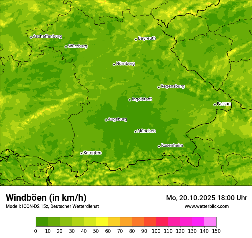 Modellkarten Windgeschwindigkeit