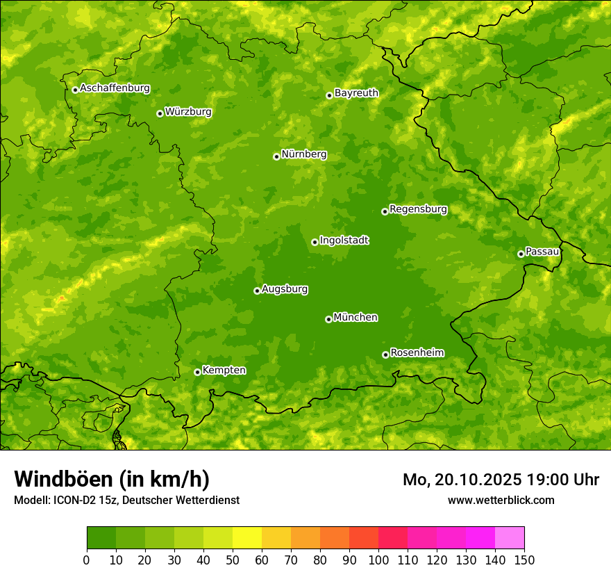 Modellkarten Windgeschwindigkeit