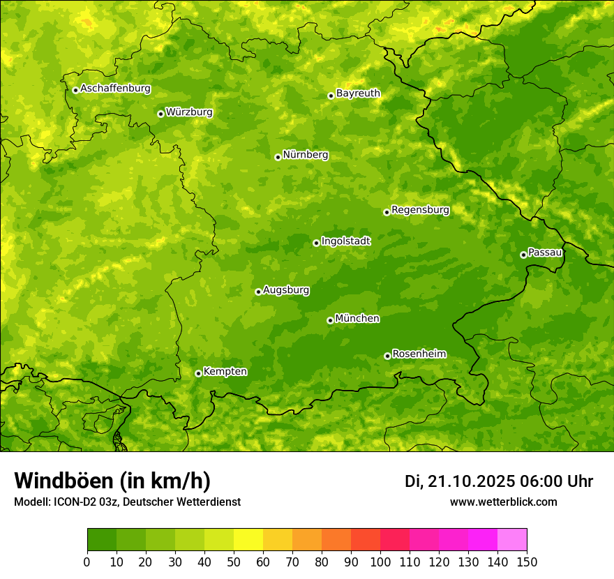 Modellkarten Windgeschwindigkeit