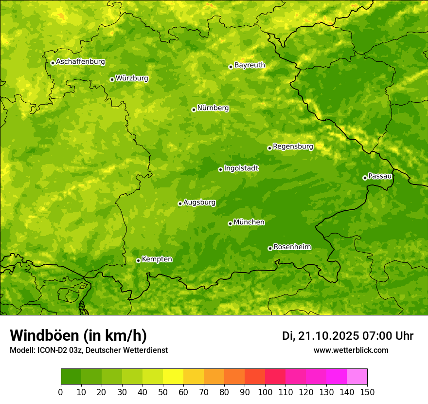Modellkarten Windgeschwindigkeit