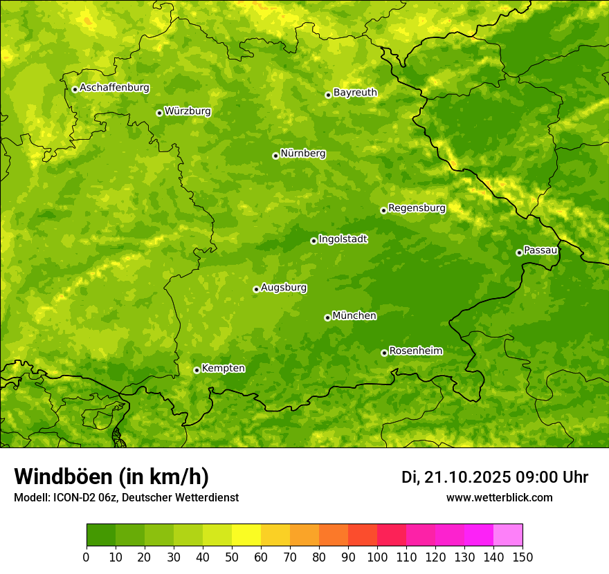 Modellkarten Windgeschwindigkeit