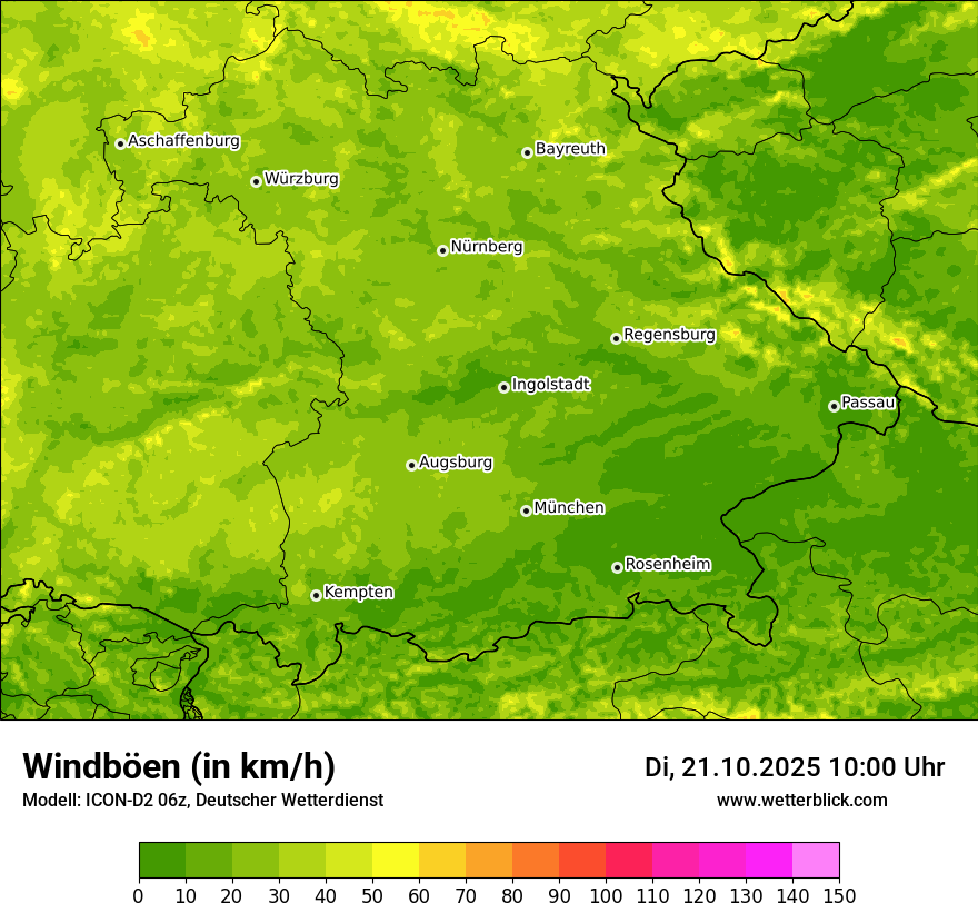 Modellkarten Windgeschwindigkeit