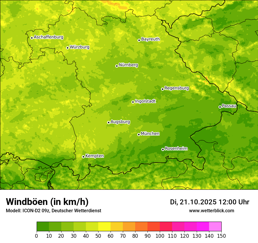 Modellkarten Windgeschwindigkeit
