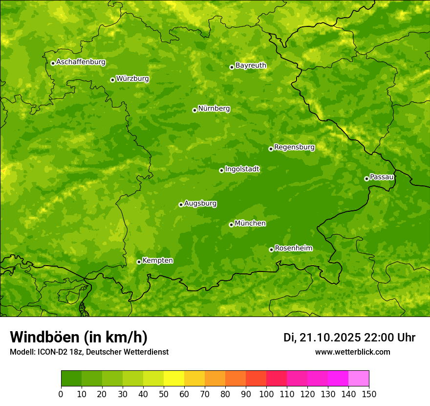 Modellkarten Windgeschwindigkeit