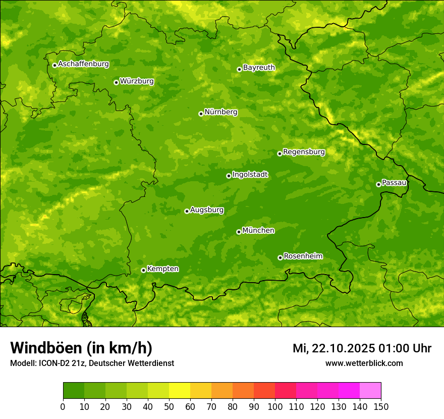 Modellkarten Windgeschwindigkeit