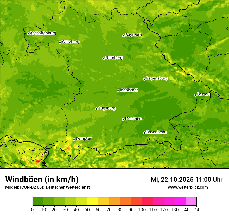 Modellkarten Windgeschwindigkeit