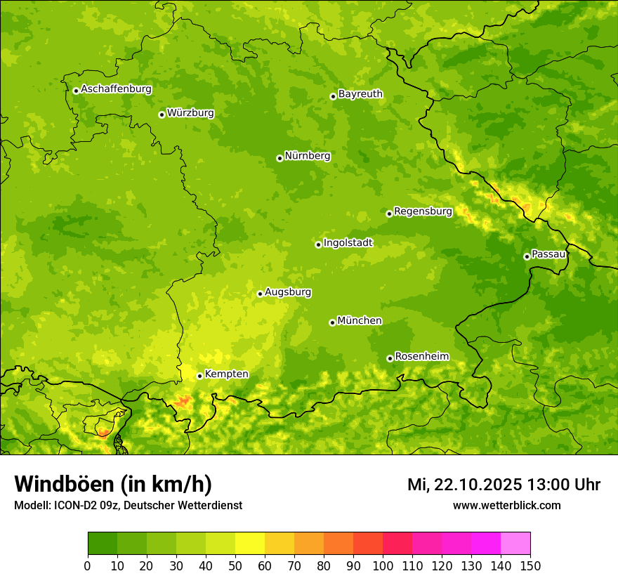 Modellkarten Windgeschwindigkeit
