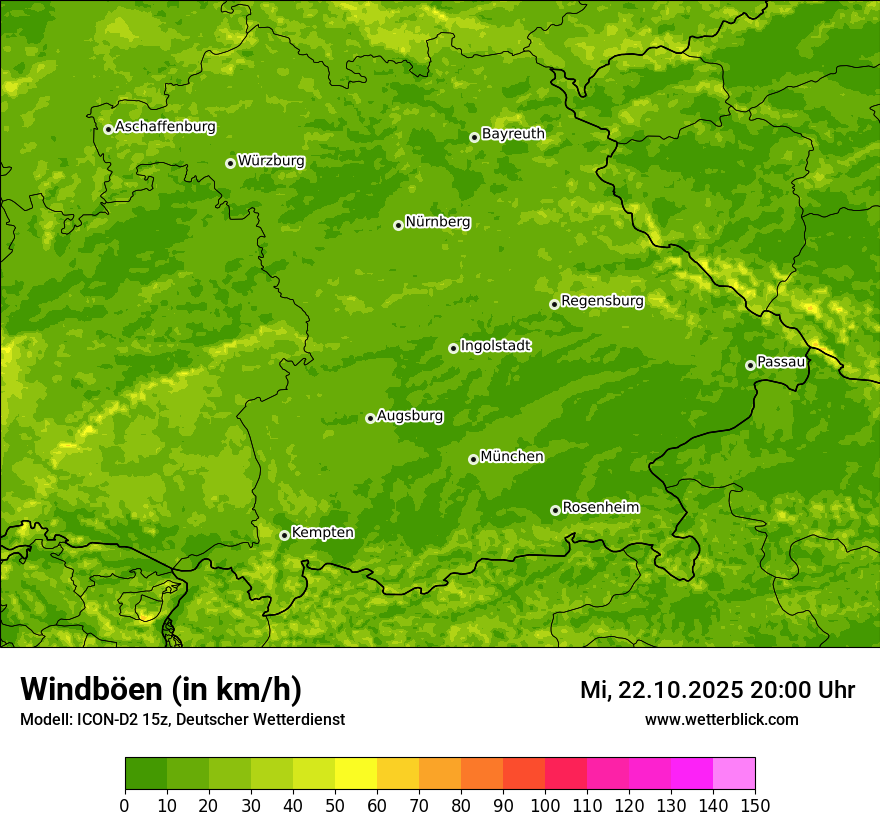 Modellkarten Windgeschwindigkeit