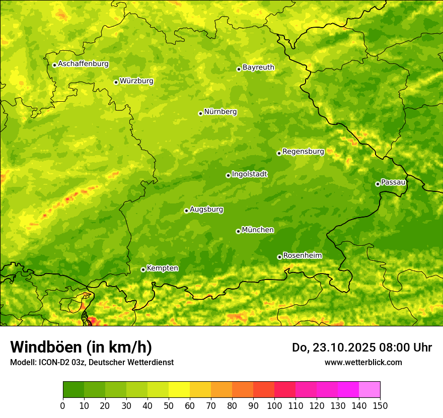 Modellkarten Windgeschwindigkeit