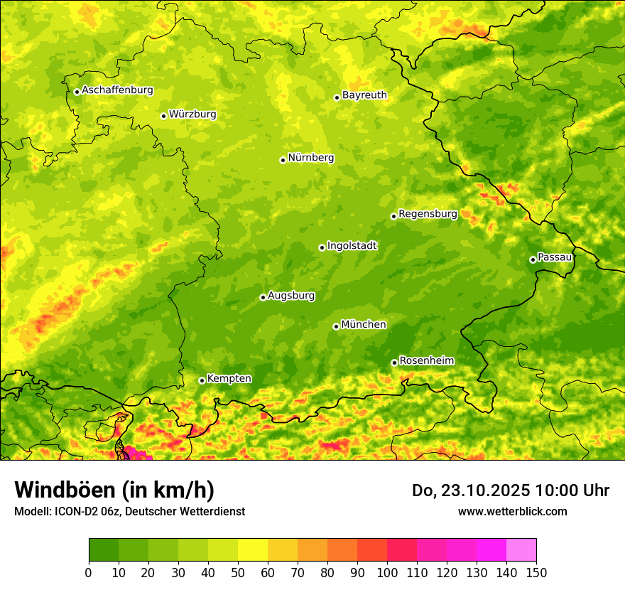 Modellkarten Windgeschwindigkeit