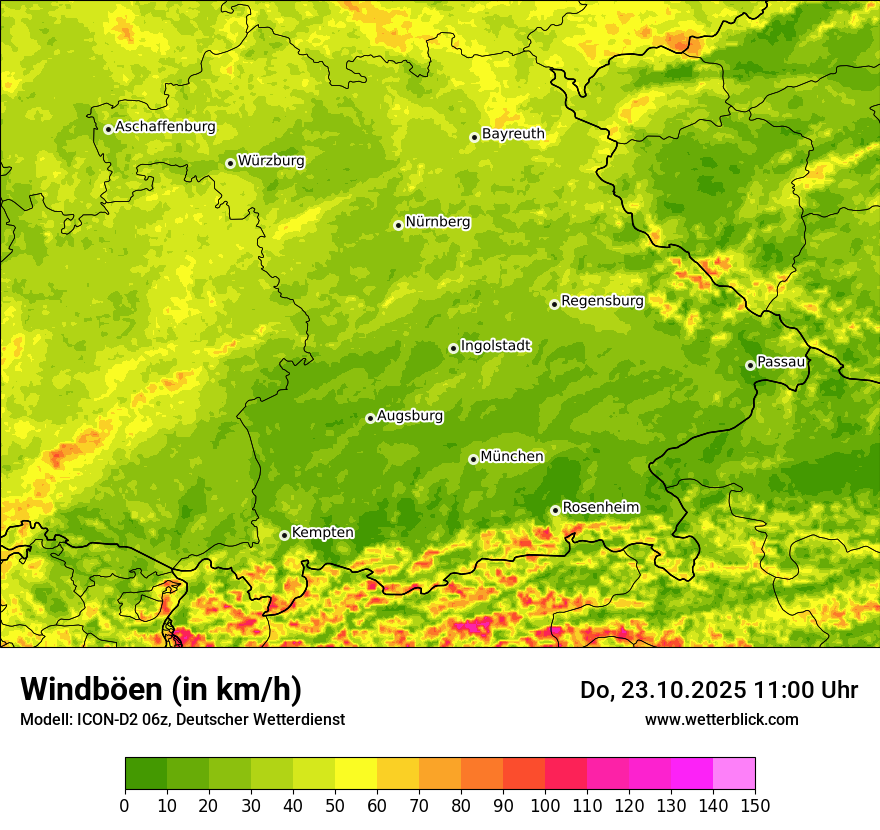 Modellkarten Windgeschwindigkeit