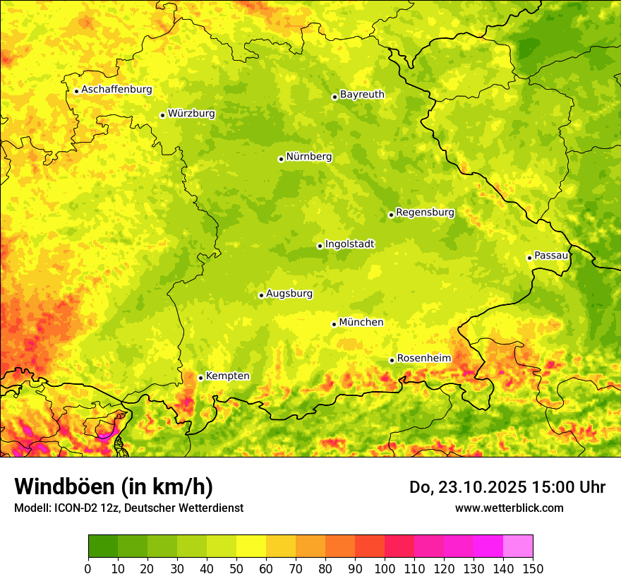 Modellkarten Windgeschwindigkeit