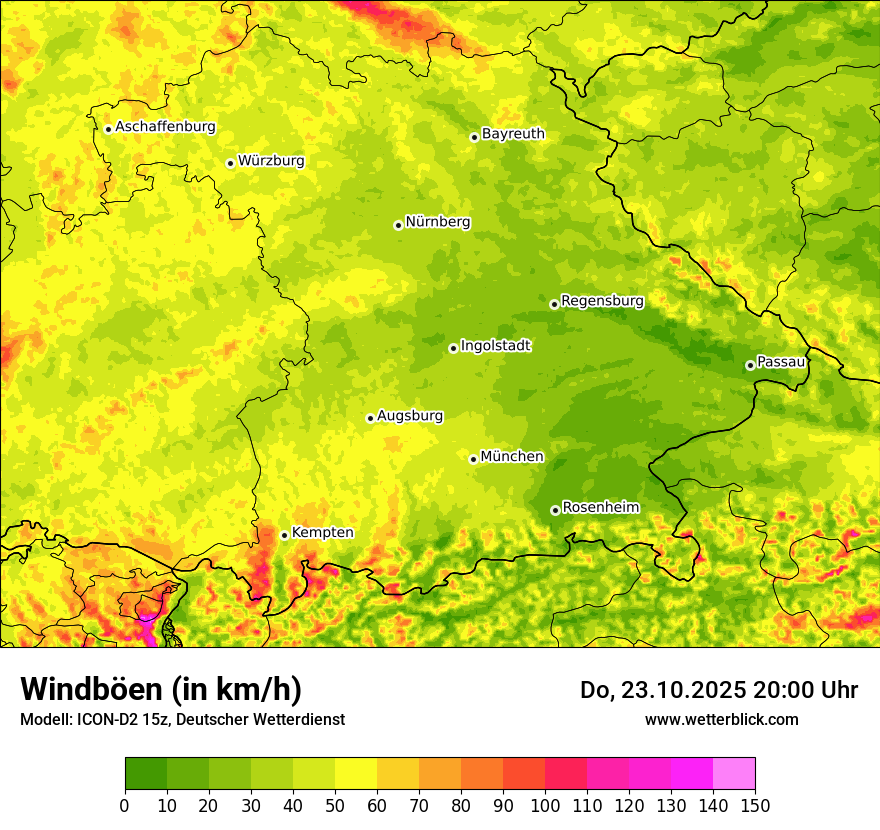 Modellkarten Windgeschwindigkeit