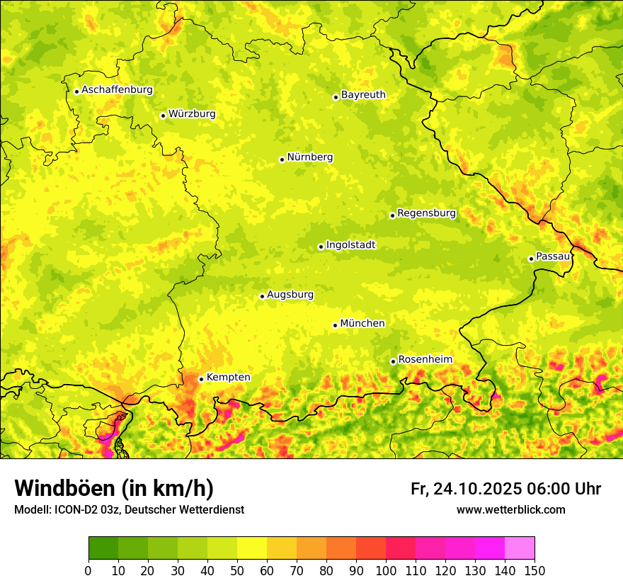 Modellkarten Windgeschwindigkeit
