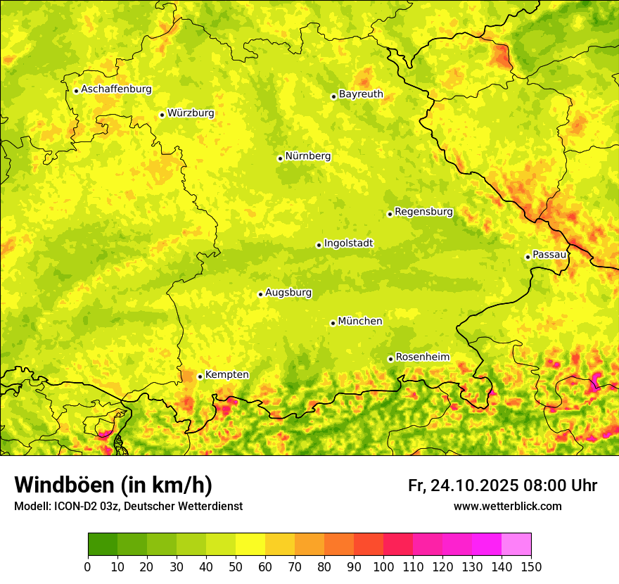 Modellkarten Windgeschwindigkeit