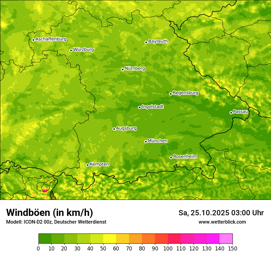 Modellkarten Windgeschwindigkeit