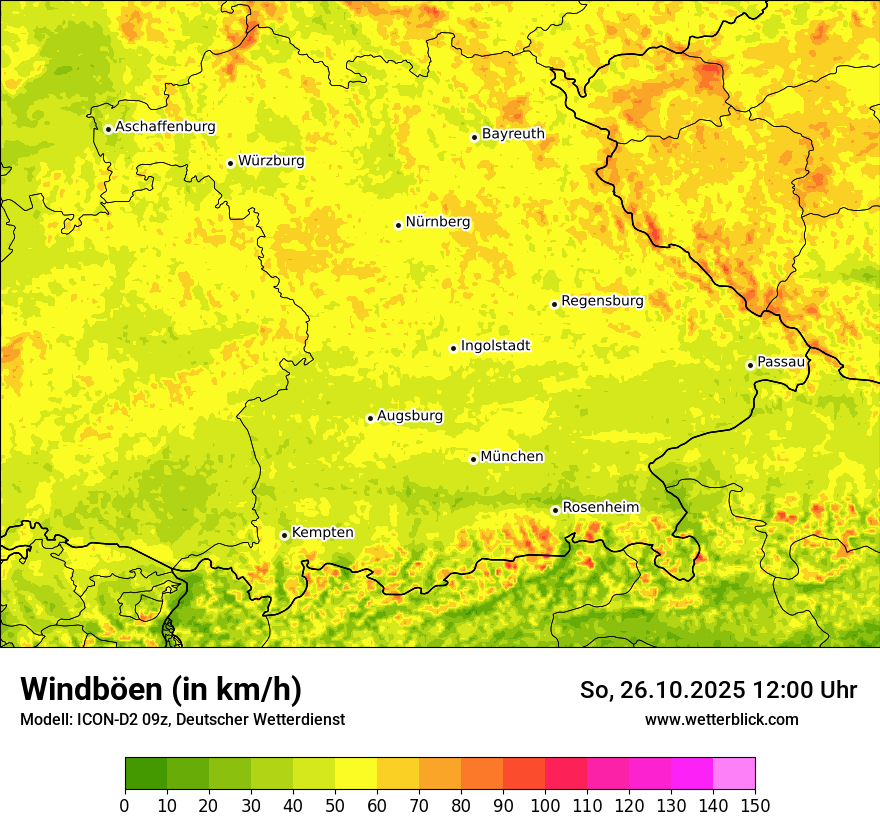 Modellkarten Windgeschwindigkeit