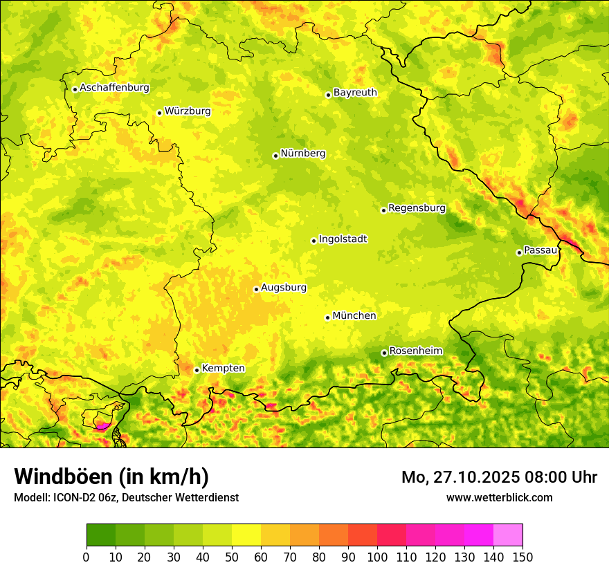 Modellkarten Windgeschwindigkeit