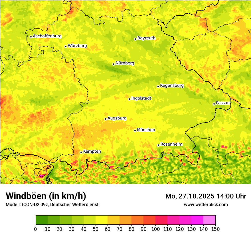 Modellkarten Windgeschwindigkeit
