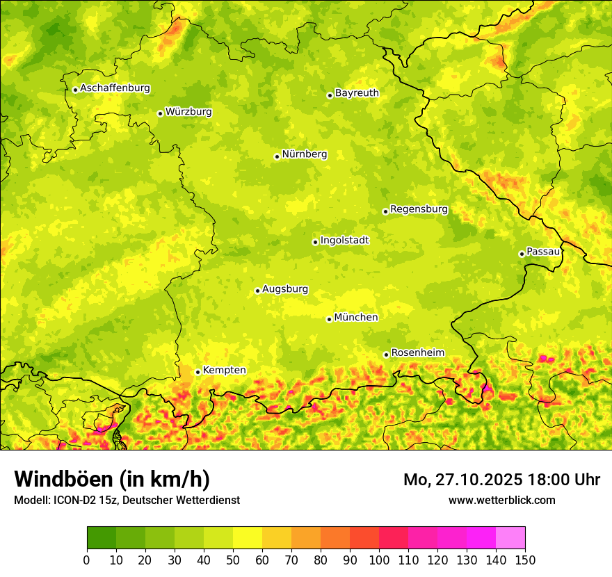 Modellkarten Windgeschwindigkeit