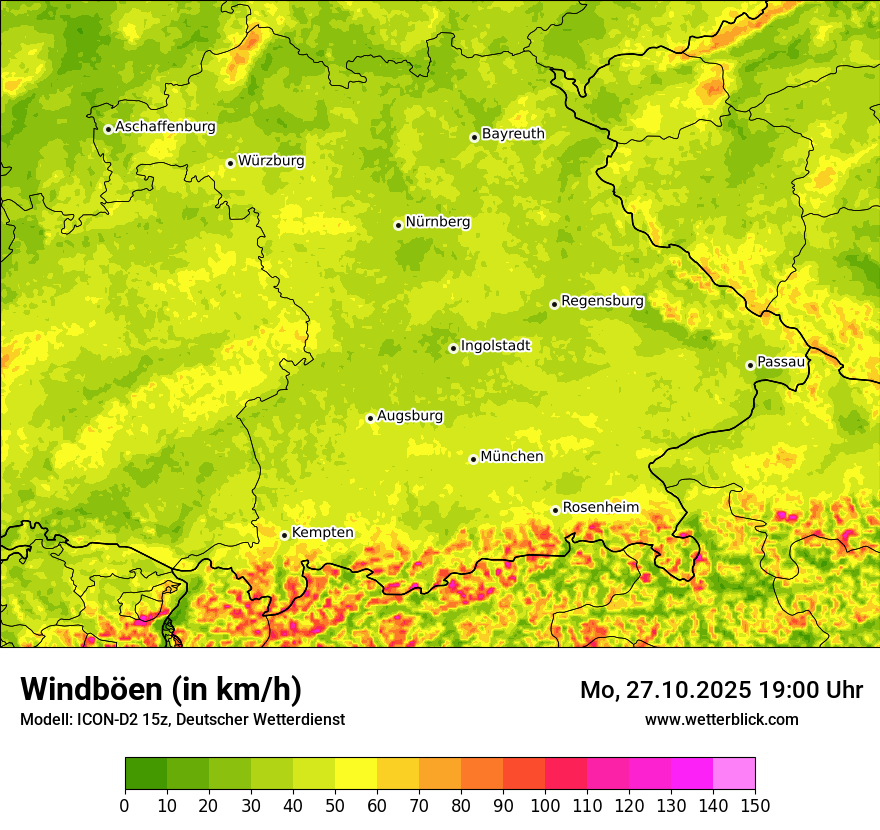 Modellkarten Windgeschwindigkeit