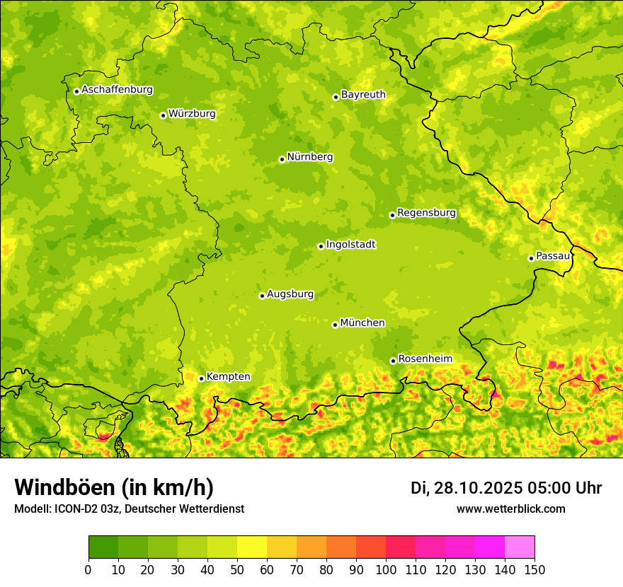 Modellkarten Windgeschwindigkeit