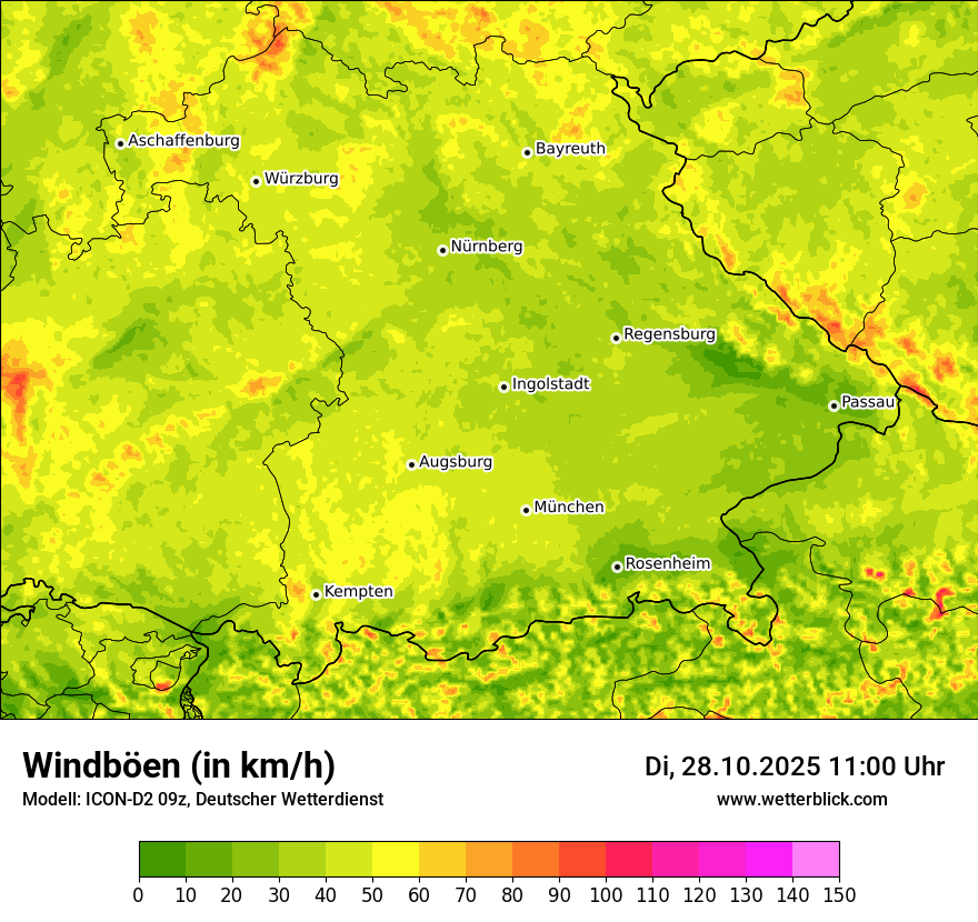 Modellkarten Windgeschwindigkeit