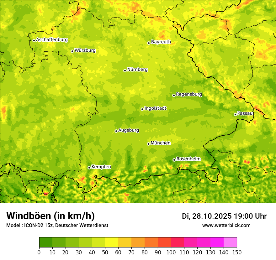 Modellkarten Windgeschwindigkeit