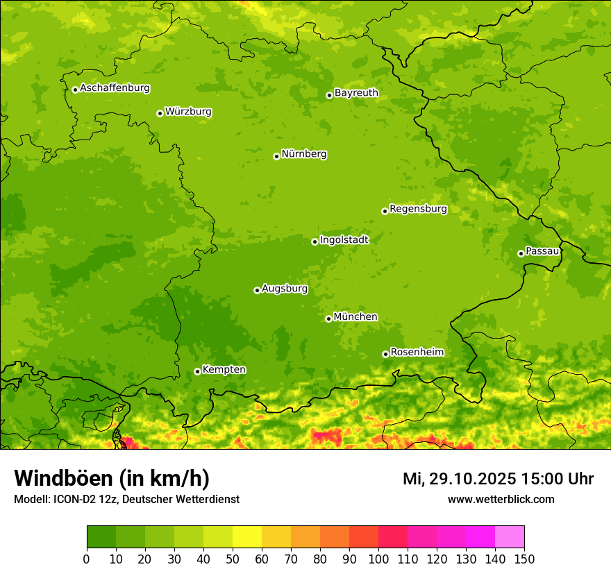 Modellkarten Windgeschwindigkeit