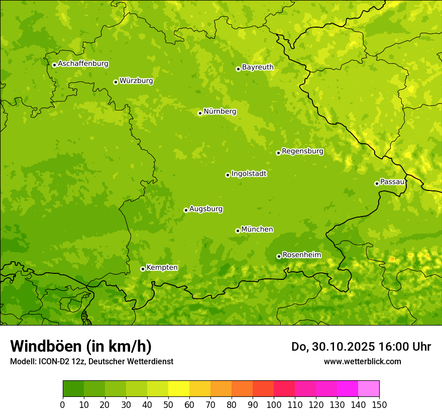 Modellkarten Windgeschwindigkeit