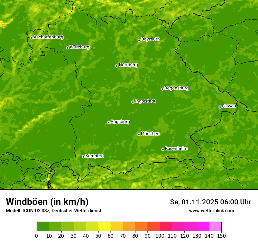 Modellkarten Windgeschwindigkeit