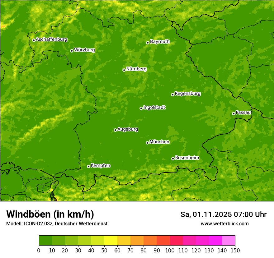 Modellkarten Windgeschwindigkeit