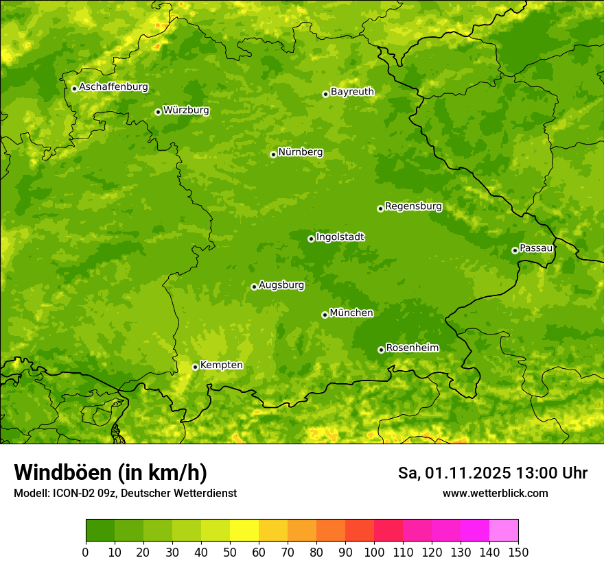 Modellkarten Windgeschwindigkeit