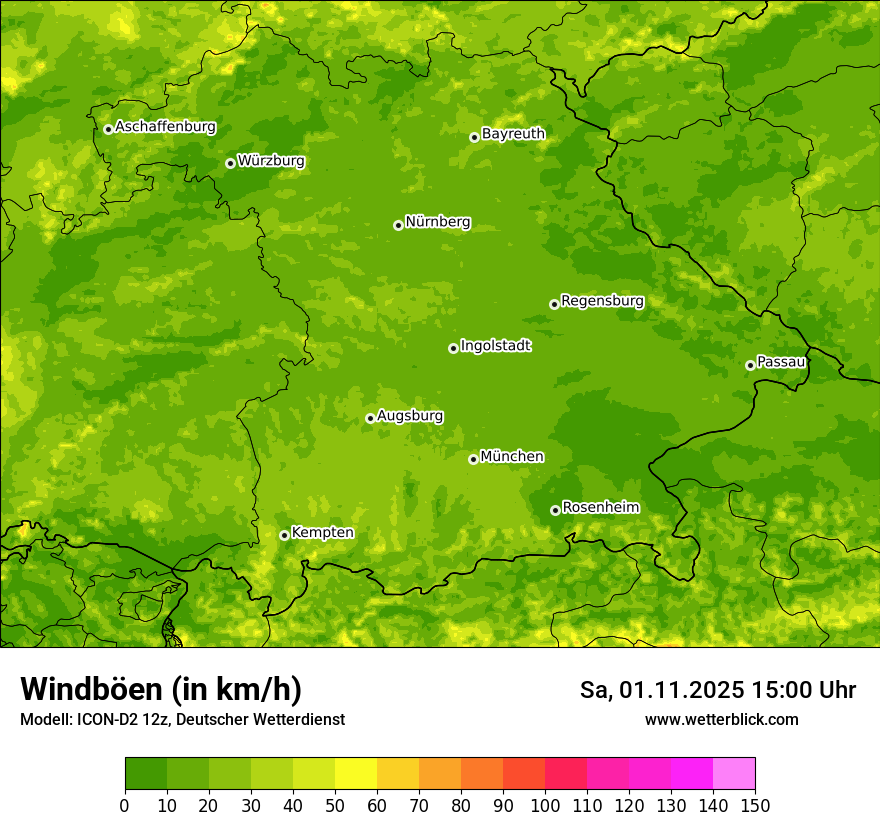 Modellkarten Windgeschwindigkeit