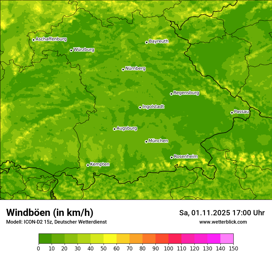 Modellkarten Windgeschwindigkeit