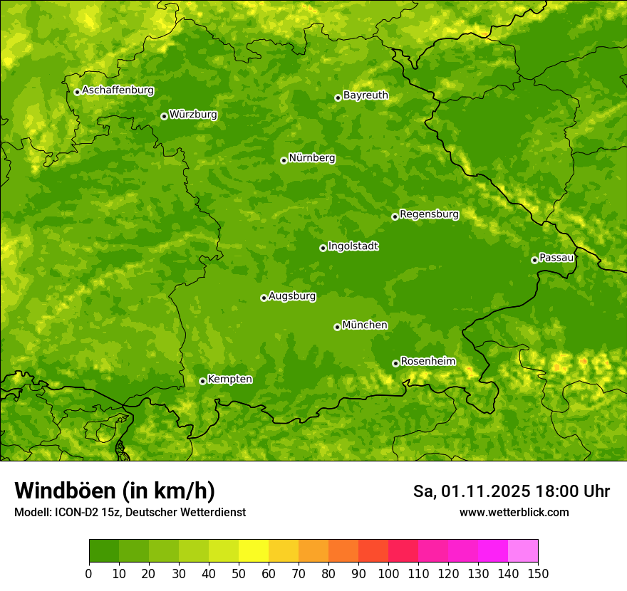 Modellkarten Windgeschwindigkeit