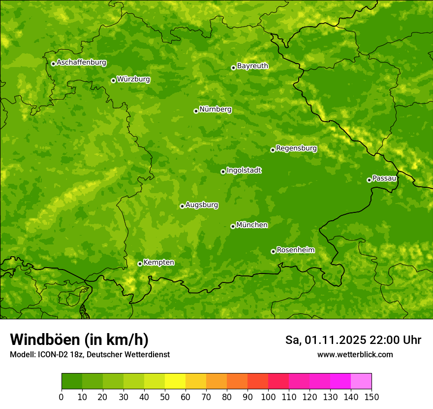 Modellkarten Windgeschwindigkeit