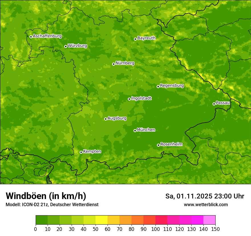 Modellkarten Windgeschwindigkeit