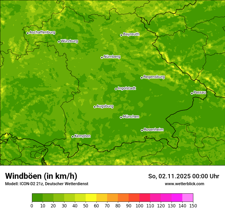 Modellkarten Windgeschwindigkeit