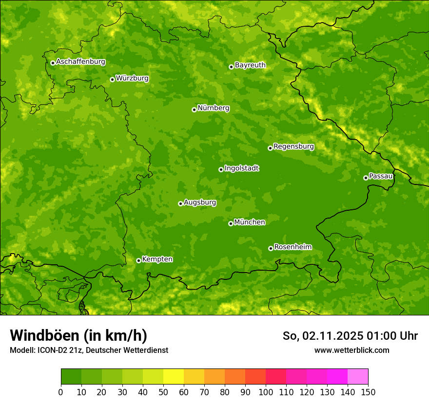 Modellkarten Windgeschwindigkeit