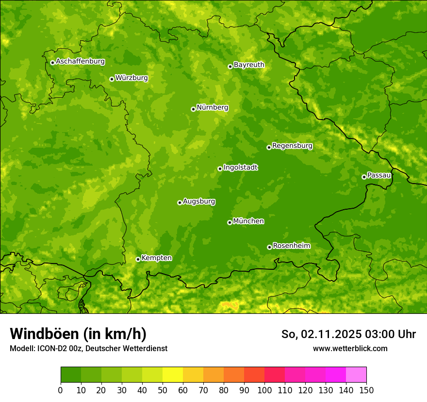 Modellkarten Windgeschwindigkeit