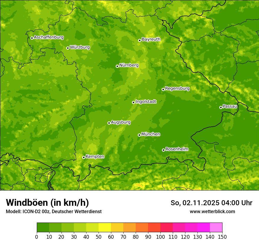 Modellkarten Windgeschwindigkeit