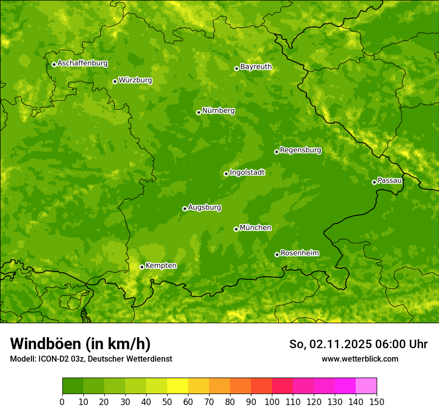 Modellkarten Windgeschwindigkeit