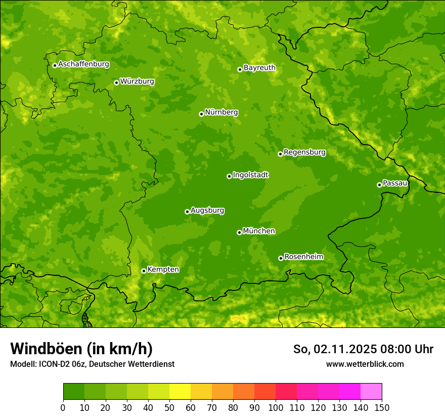 Modellkarten Windgeschwindigkeit