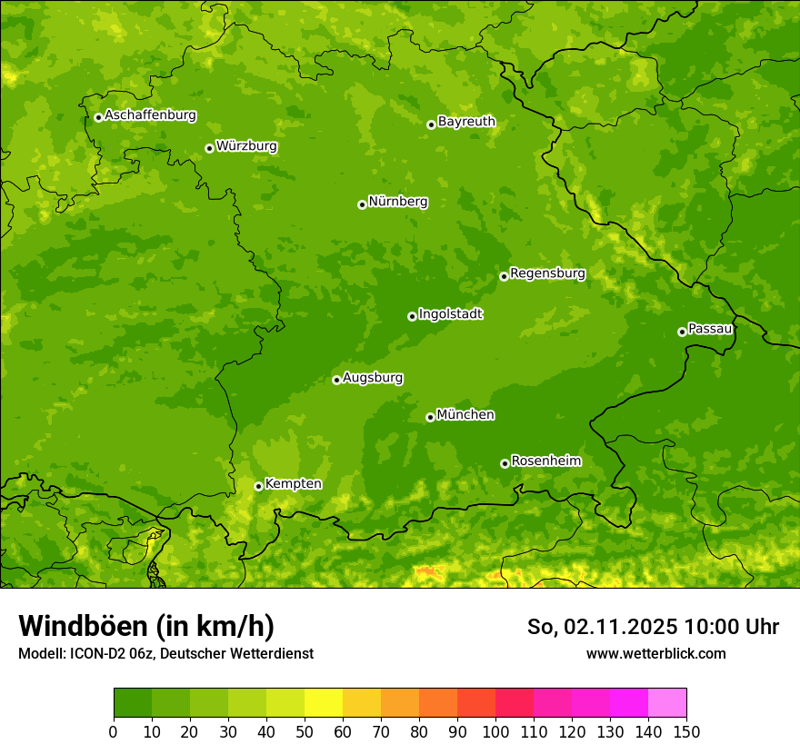 Modellkarten Windgeschwindigkeit