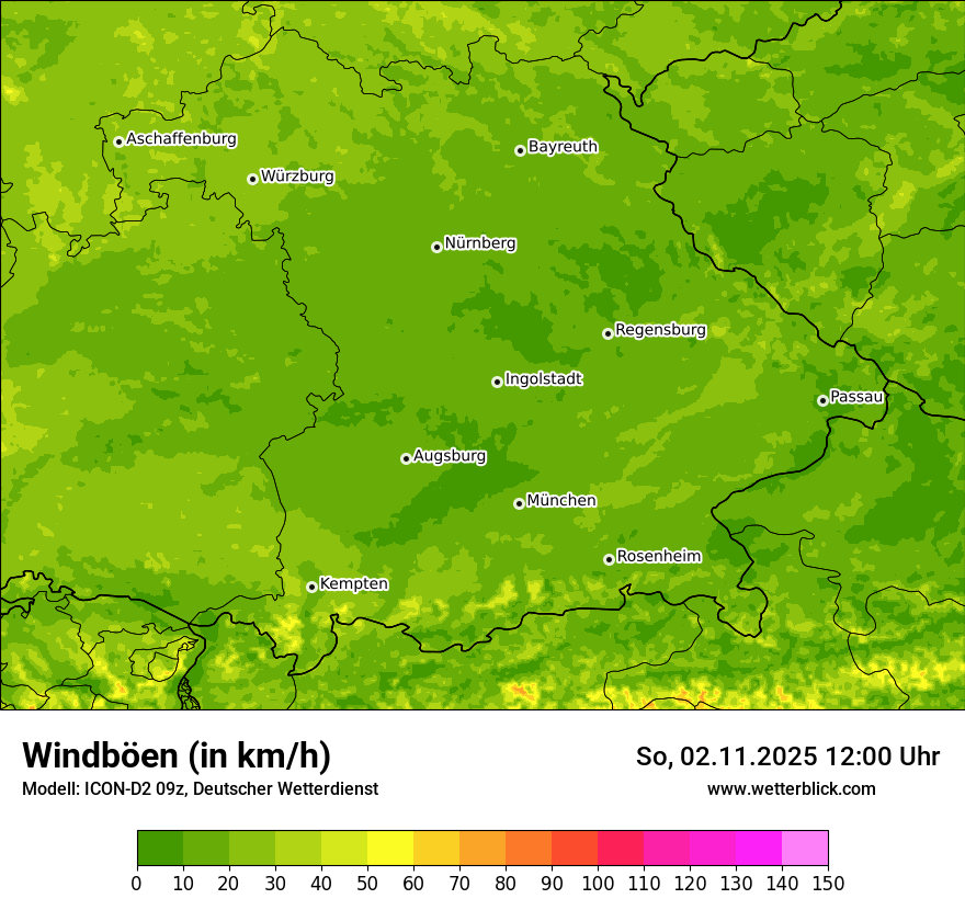 Modellkarten Windgeschwindigkeit