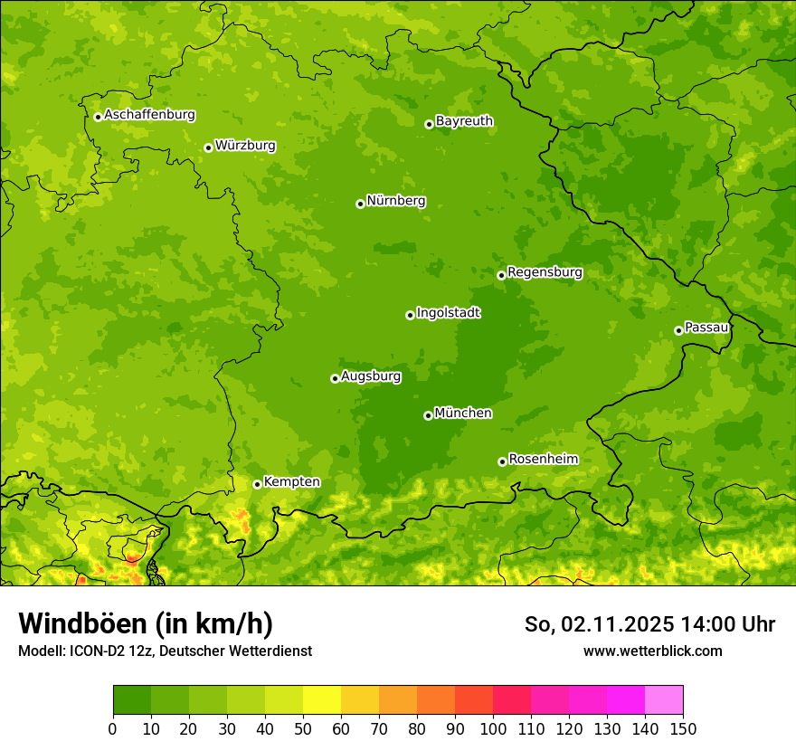 Modellkarten Windgeschwindigkeit