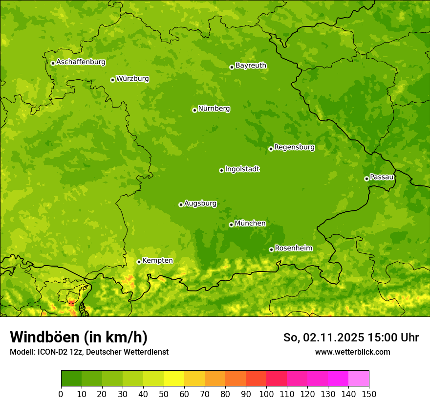 Modellkarten Windgeschwindigkeit